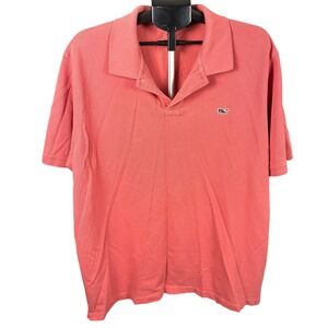 Vineyard Vines Mens XXL Coral Pink Cotton Short Sleeve Whale Logo Polo Shirt